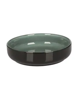Assiette à bord droit rond vert de gris porcelaine vitrifiée Ø 20 cm Javeil Velvet Astera