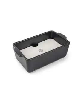 Plat à four rectangulaire noir porcelaine Ø 23,8 cm 12,4 cm Appolia Peugeot Saveurs