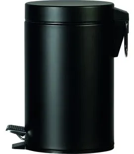 Poubelle à pédale rond noir mat métal Probbax