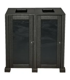 Station de tri sélectif extérieure 2 flux aluminium 160 L carbone Probbax