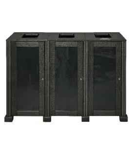 Station de tri sélectif extérieure 3 flux aluminium 240 L carbone Probbax