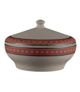 Soupière avec couvercle rond baantna argila Décor Utsav porcelaine Ø 23,7 cm Earth Rak