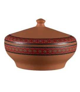 Soupière avec couvercle rond baantna tero Décor Utsav porcelaine Ø 23,7 cm Earth Rak