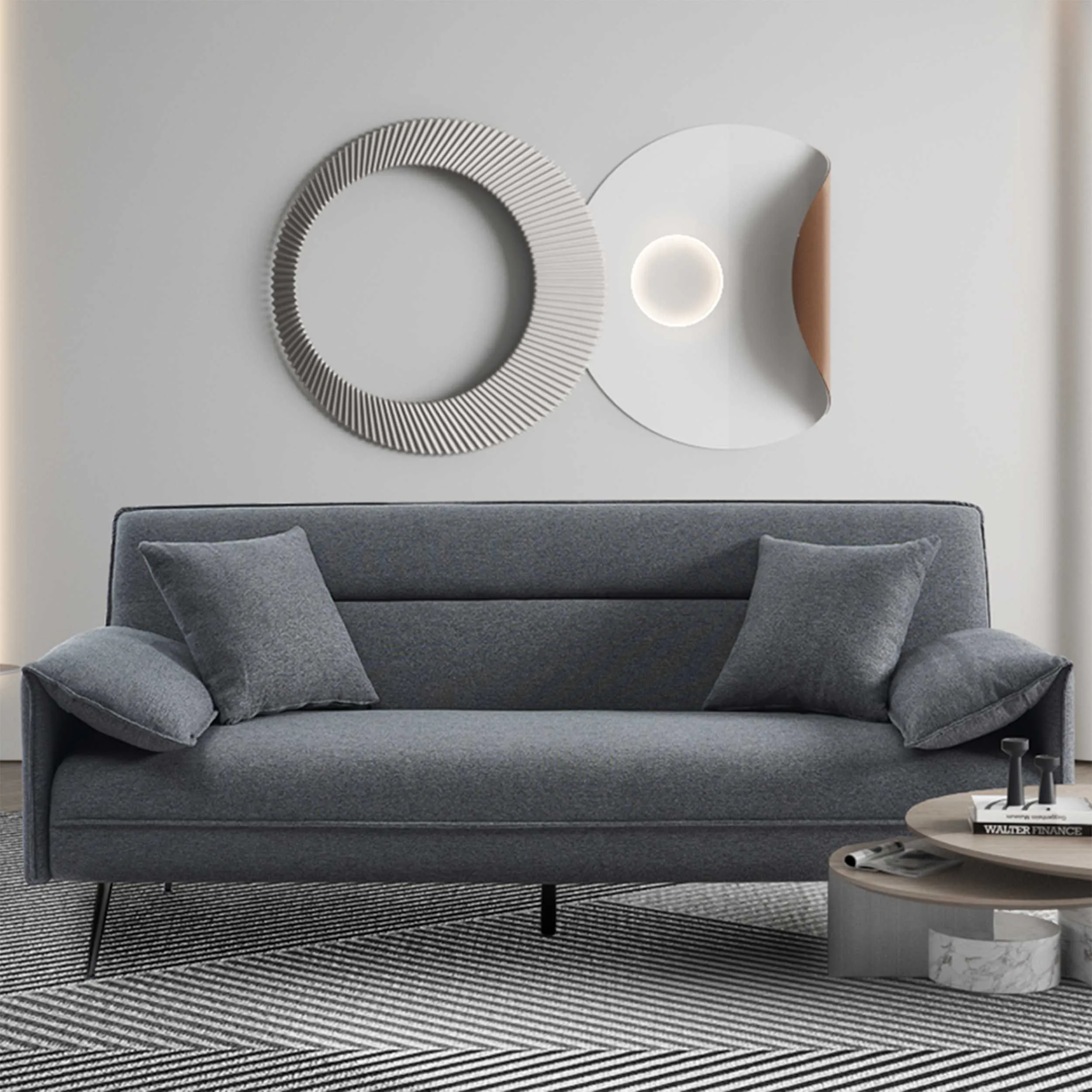 Canapé-lit Sivas gris | Cadre en eucalyptus | H-H 95 x L-L 199 x P-P 89 cm