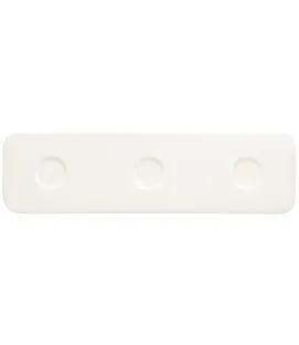 Plat 3 empreintes rectangulaire ivoire porcelaine vitrifiée 36,5 cm Shaped Rak