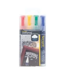 Paquet de 4 feutres craie couleurs assorties waterproof Securit (4 pièces)