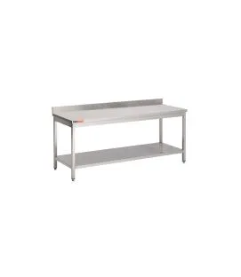Table inox 160 cm x 85 cm Avec dosseret Avec étagère Proinox