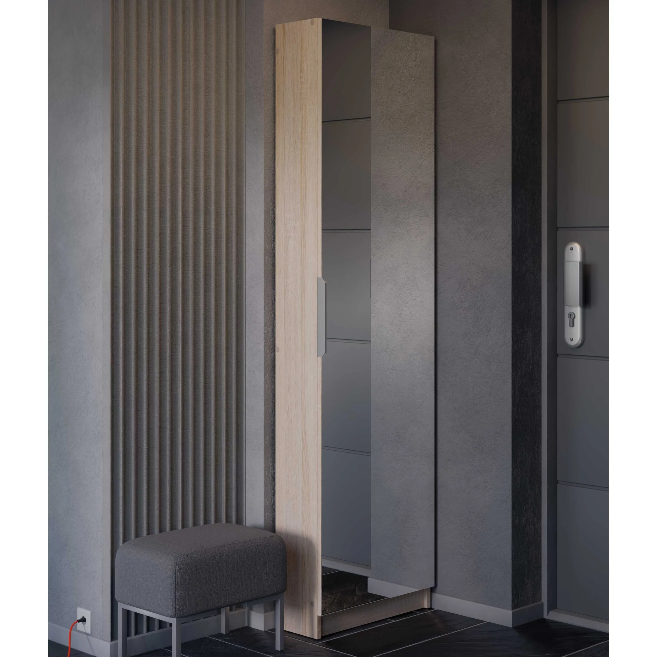 Armoire à chaussures Zayah-chêne brossé