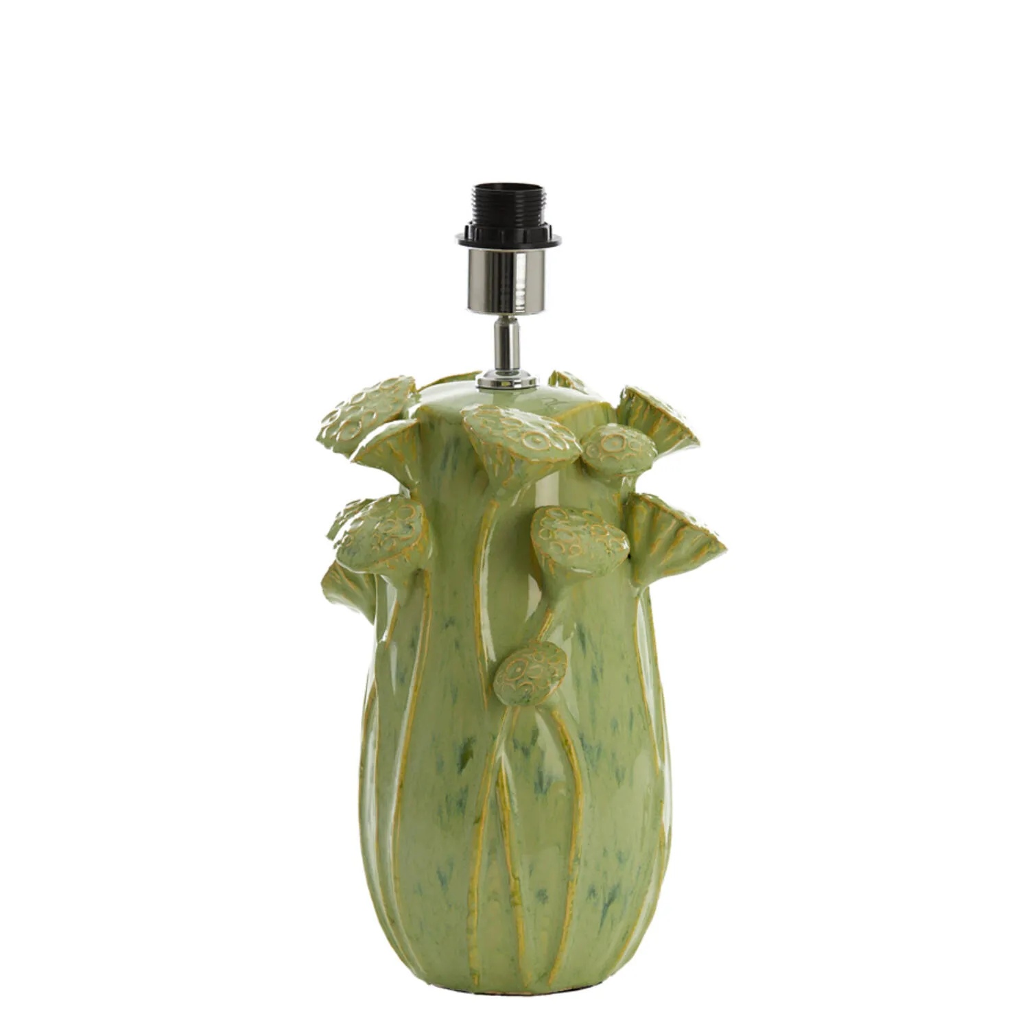Socle de lampe en céramique vert à motif floral Light & Living Lavci – H. 32 cm