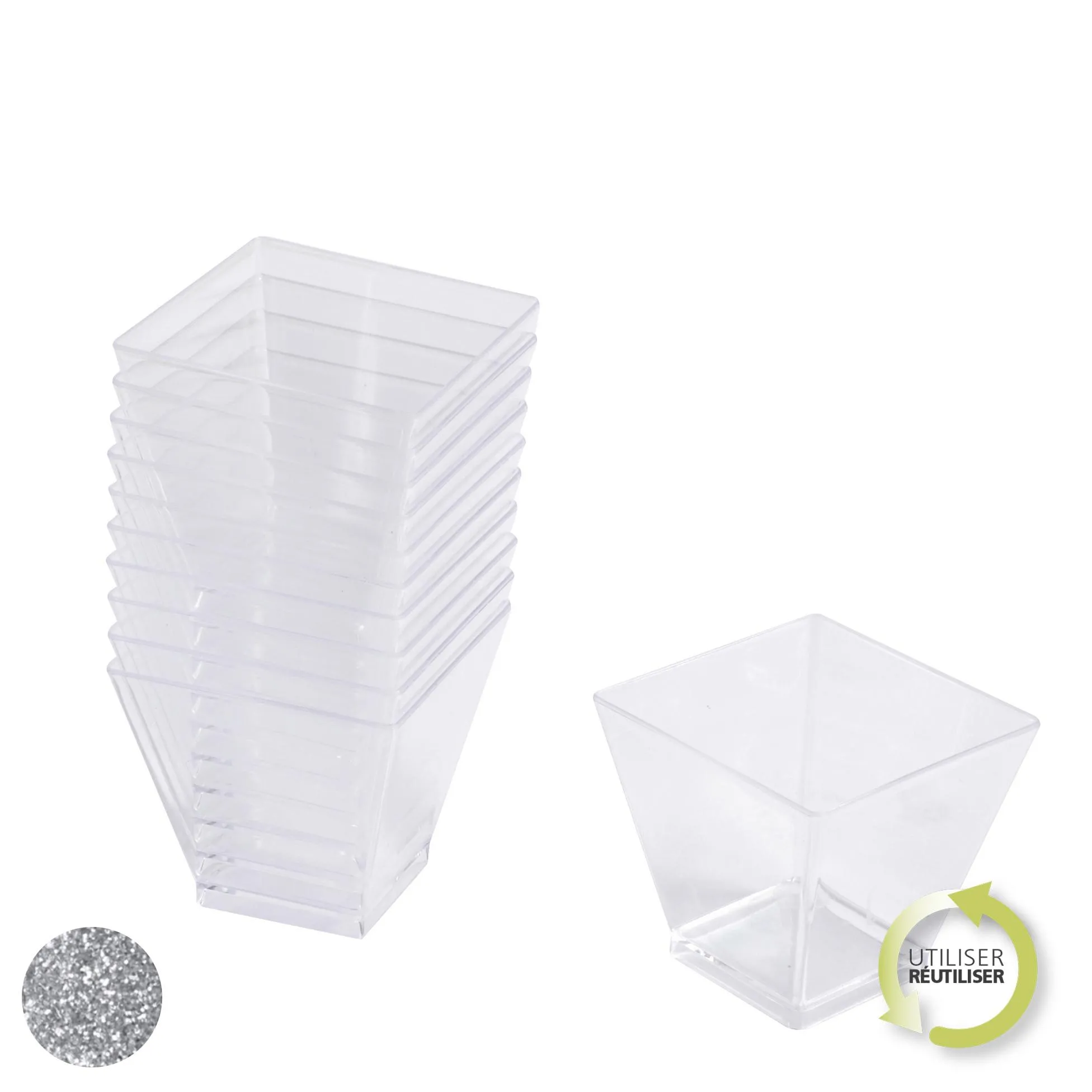 VERRINE MINI APERITIF CARRE ARGENT X25 PIECES