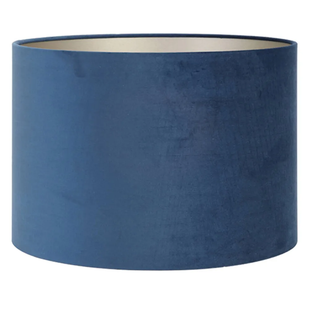 Abat-jour moderne rond bleu avec intérieur argenté Light & Living Velours – Ø 40 cm