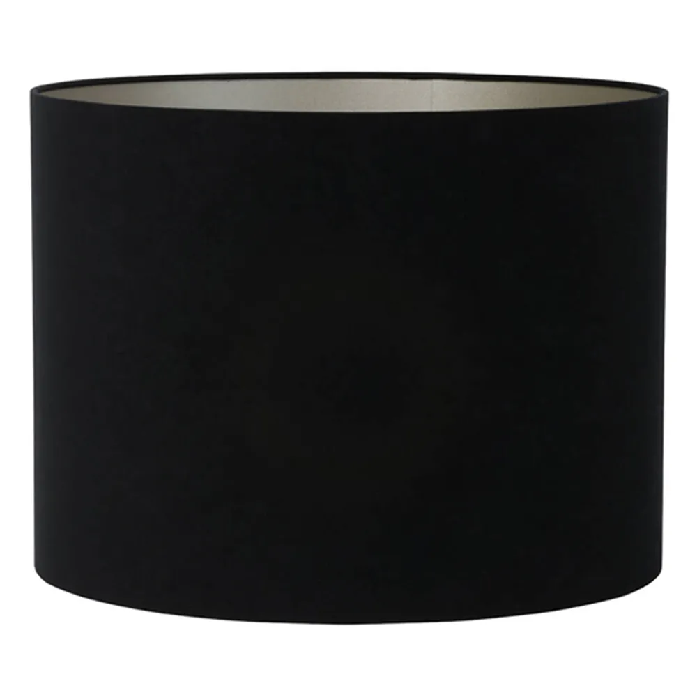 Abat-jour moderne rond noir avec intérieur argenté Light & Living Velours – Ø 50 cm