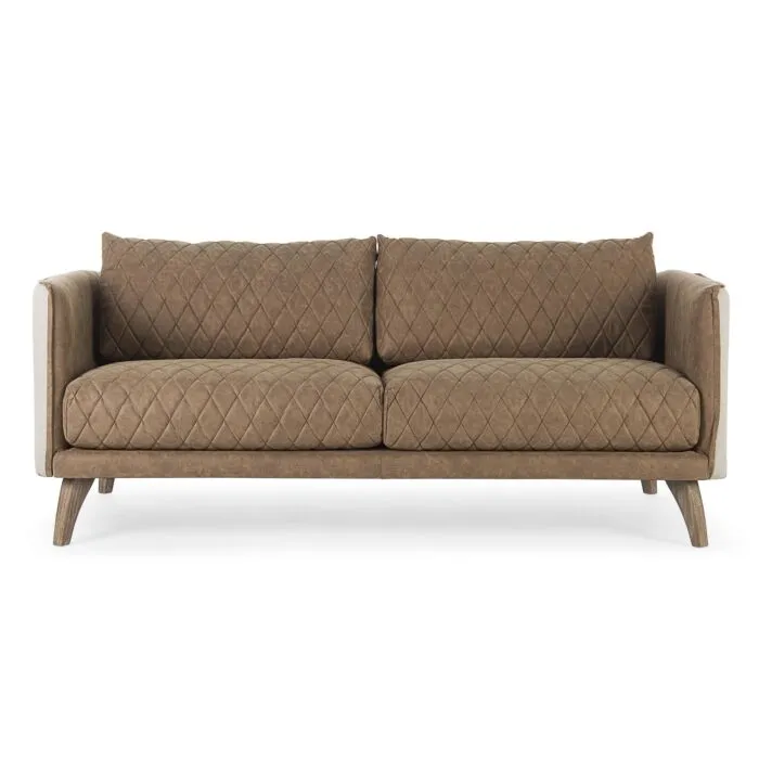 Amavi, canapé chevron, lin et effet suede