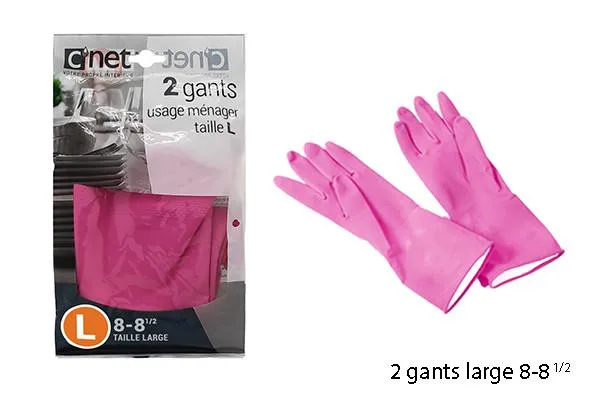 2 GANTS LATEX ROSE TAILLE L