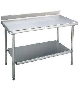 Table avec dosseret inox 220x70x90 cm Avec dosseret Avec étagère Tournus