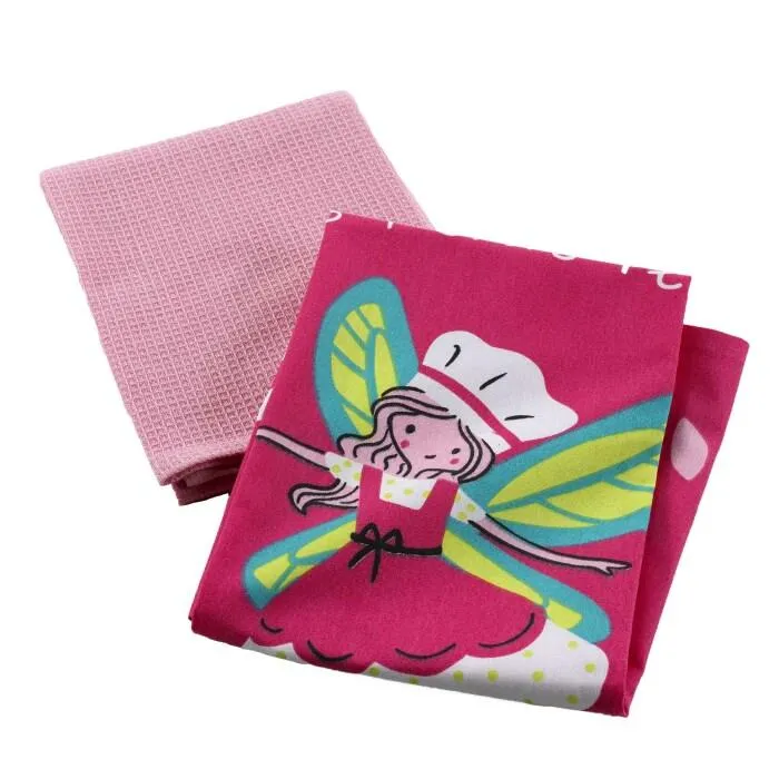 2 TORCHONS 50X70 CM COTON IMPRIME NID ABEILLE UNI MINI FEE