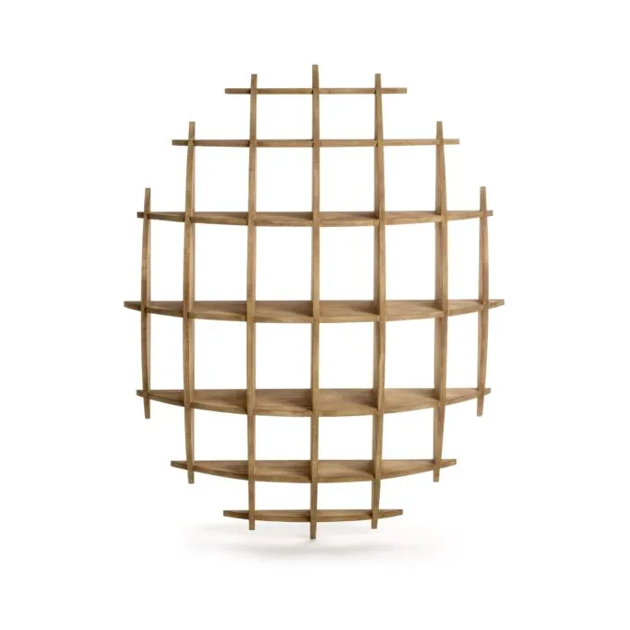 Alvéole, bibliothèque murale, acajou massif