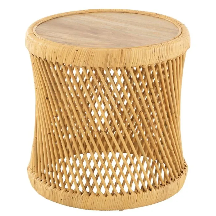 Zomaro, bout de canapé rond, rotin naturel