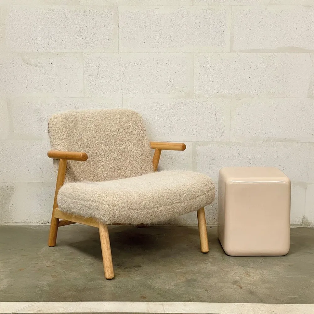 Bout de canapé rétro beige H40cm