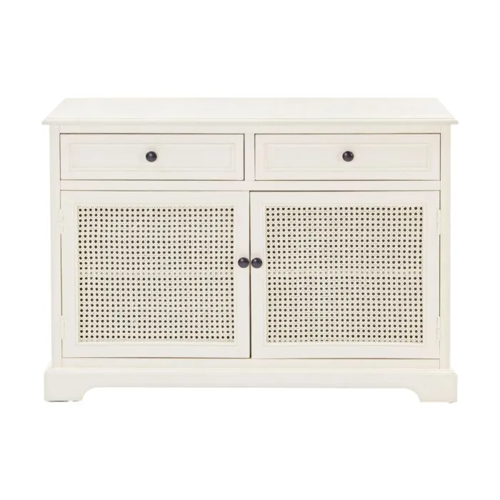 Paris, buffet cannage rotin, blanc rechampi