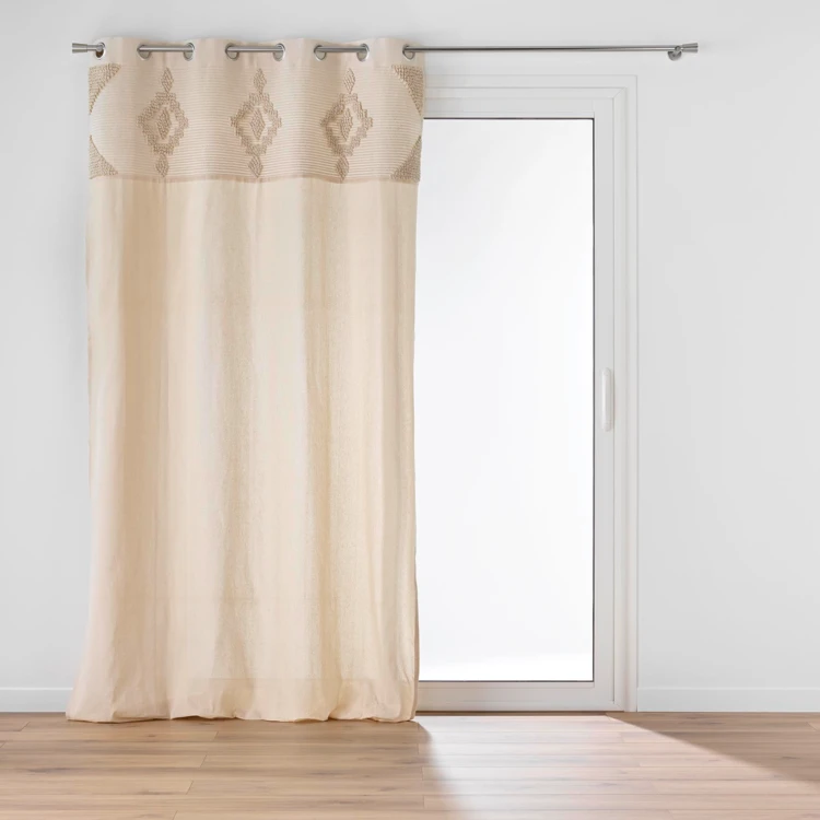 Rideau à œillets en poly-coton avec bande décorative