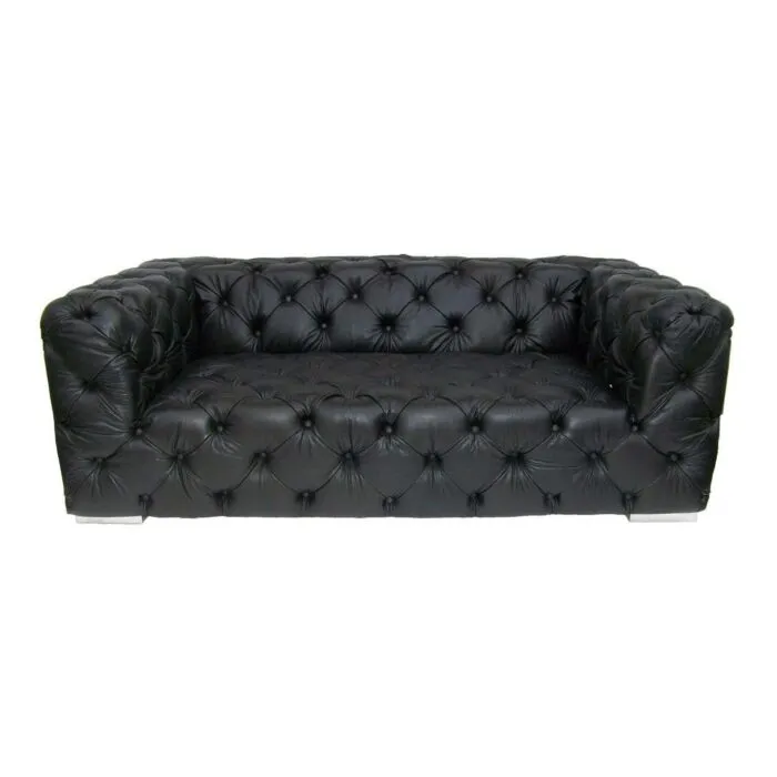Aero, canapé Chesterfield design, cuir et aluminium