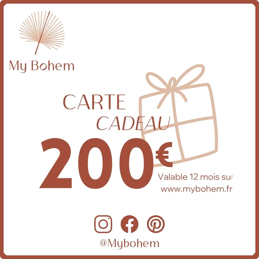Carte Cadeau Déco MyBohem 200 eur - Pour faire plaisir à coup sûr !