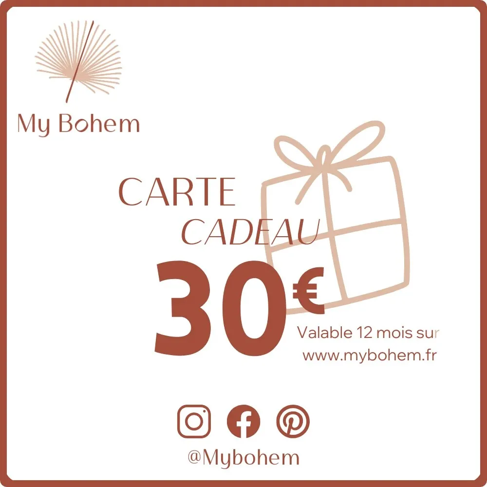 Carte Cadeau Déco MyBohem 30 eur - Pour faire plaisir à coup sûr !