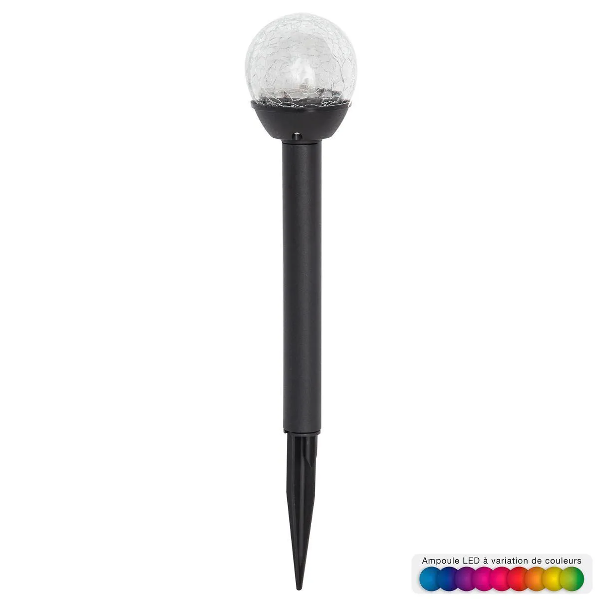 BALISE SOLAIRE VERRE LUMIERE MULTICOLORE H.32CM