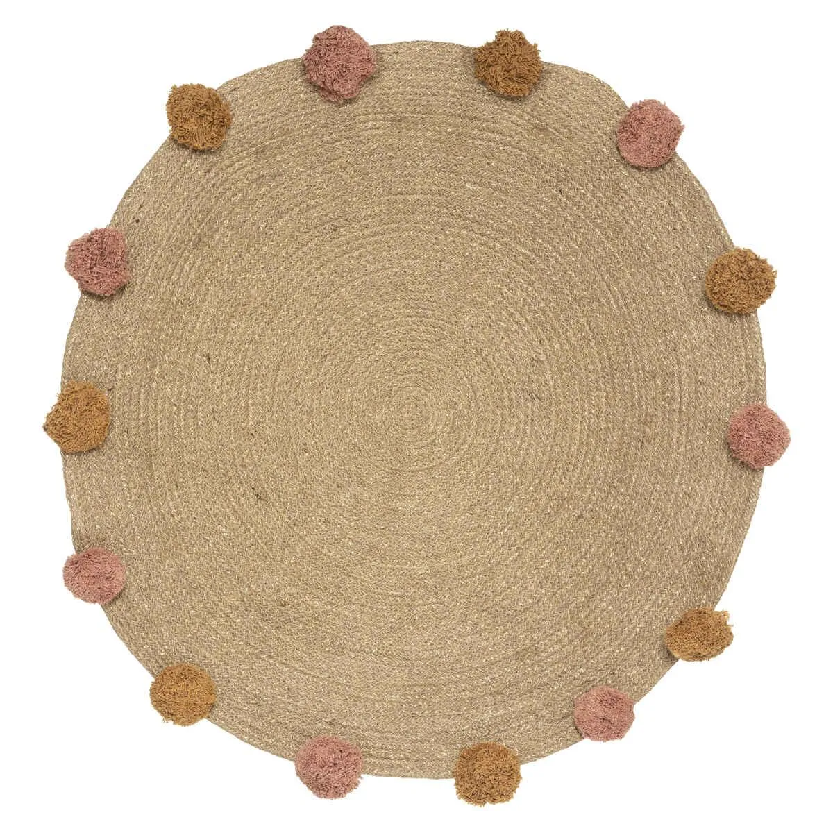 TAPIS JUTE LUREX ET POMPONS
