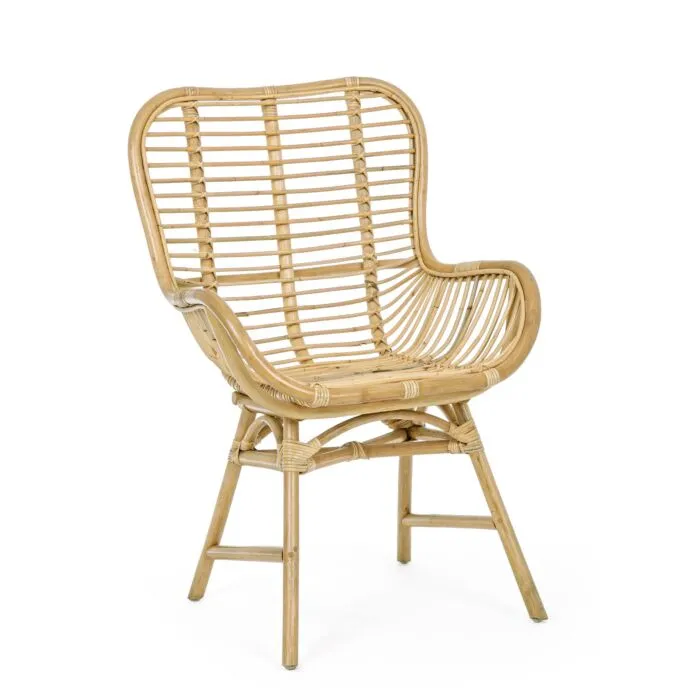 Sake, fauteuil haut dossier, rotin naturel