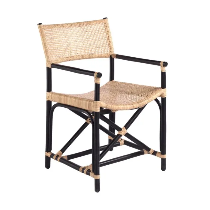Mille, chaise rotin, noir et naturel