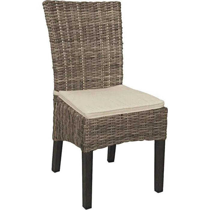 Aure, chaise grise, rotin poelet