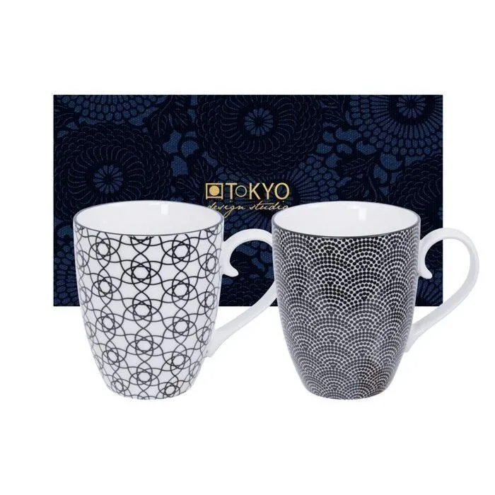 Nippon Black, coffret cadeau infusions tasse, points et rayures