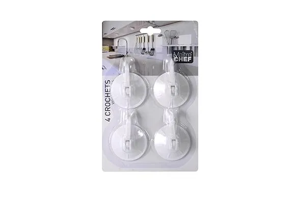 4 CROCHETS VENTOUSES BLANC