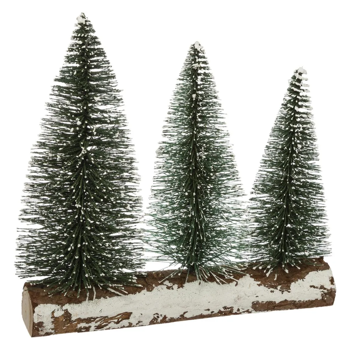 3 SAPINS DE TABLE SUR BRANCHE H.22CM