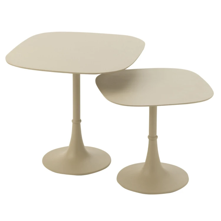 Tables d'appoint carré bord arrondi en métal lot de 2