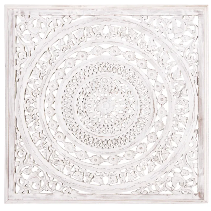 Coshin, panneau bois sculpté, motif mandala