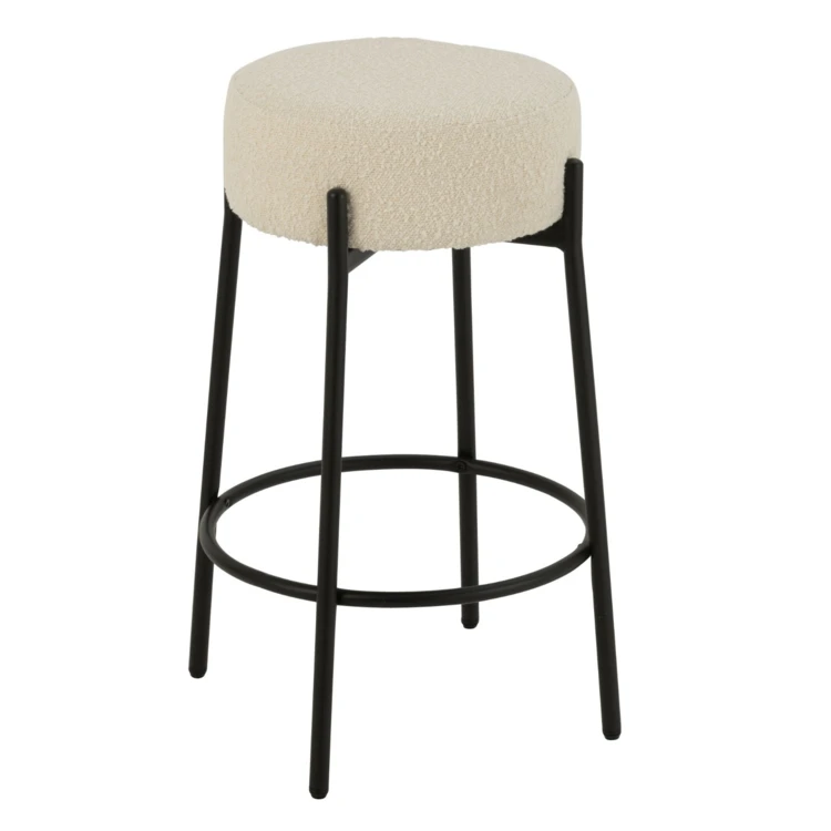 Tabouret de bar en tissu bouclette et métal