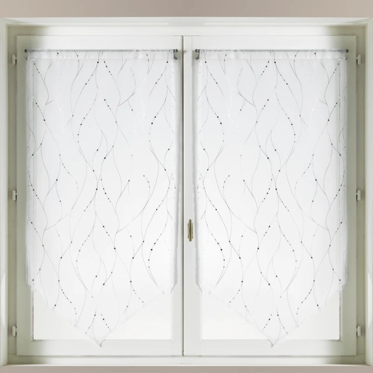 Paire de vitrages motifs argentés