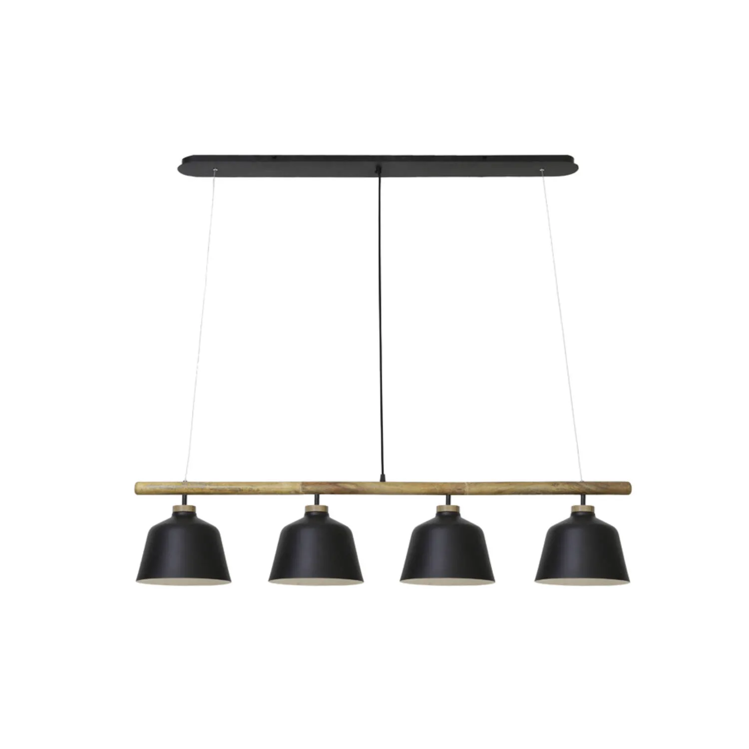 Suspension noire avec accent en bois Light & Living Banu – l. 132 cm