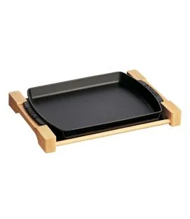 Assiette rectangulaire noir fonte d'acier 33x23 cm Staub