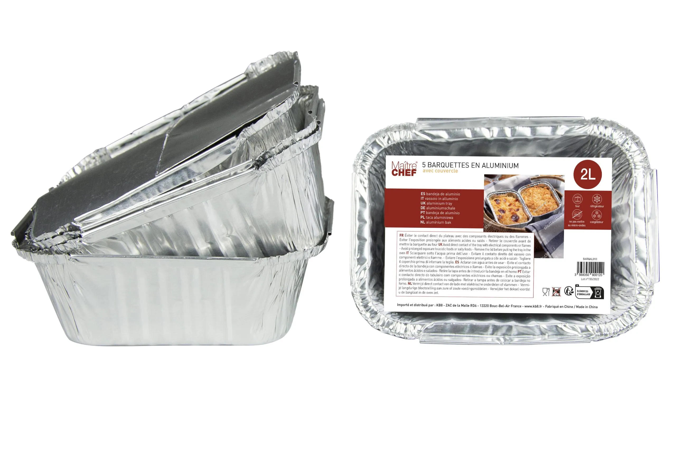 5 BARQUETTES ALUMINIUM 2L