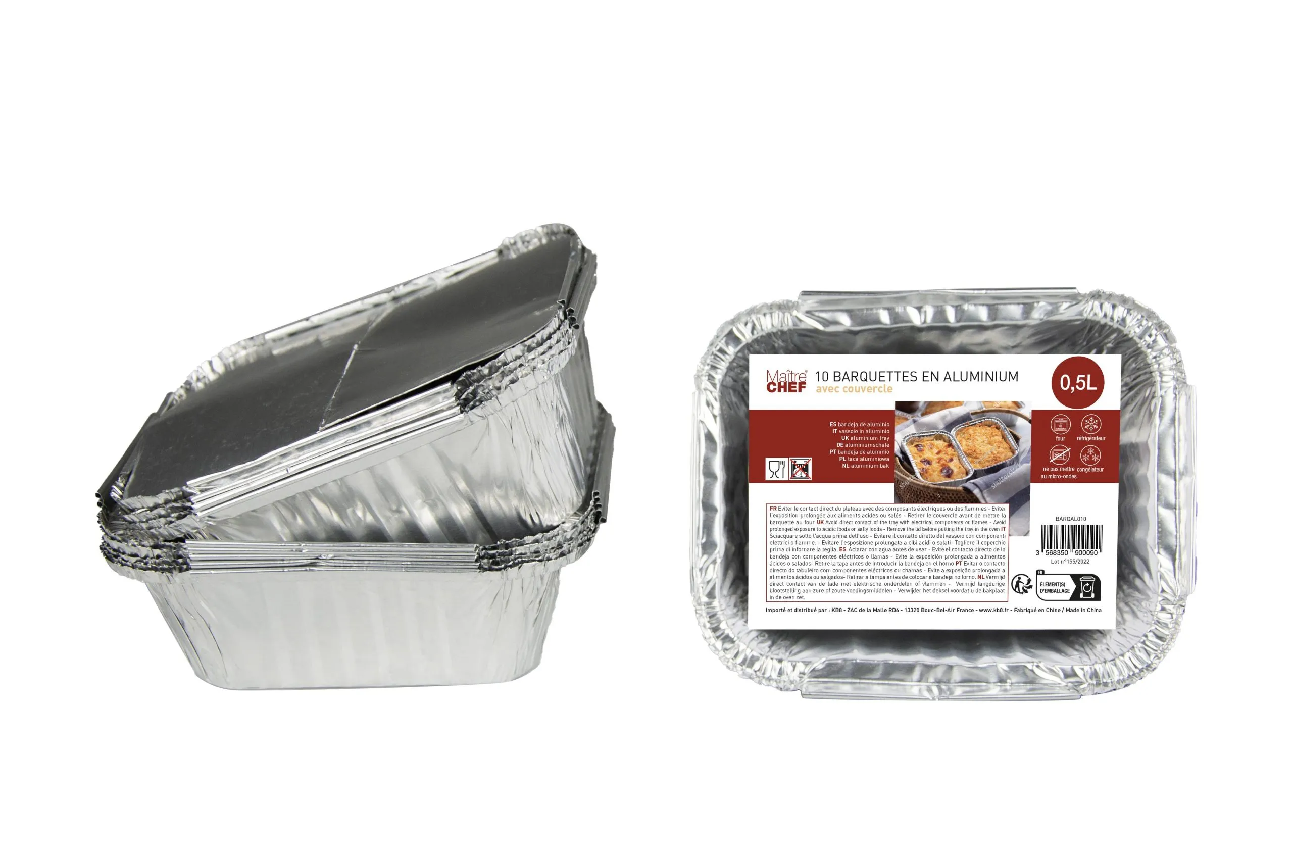10 BARQUETTES ALUMINIUM 0.5L