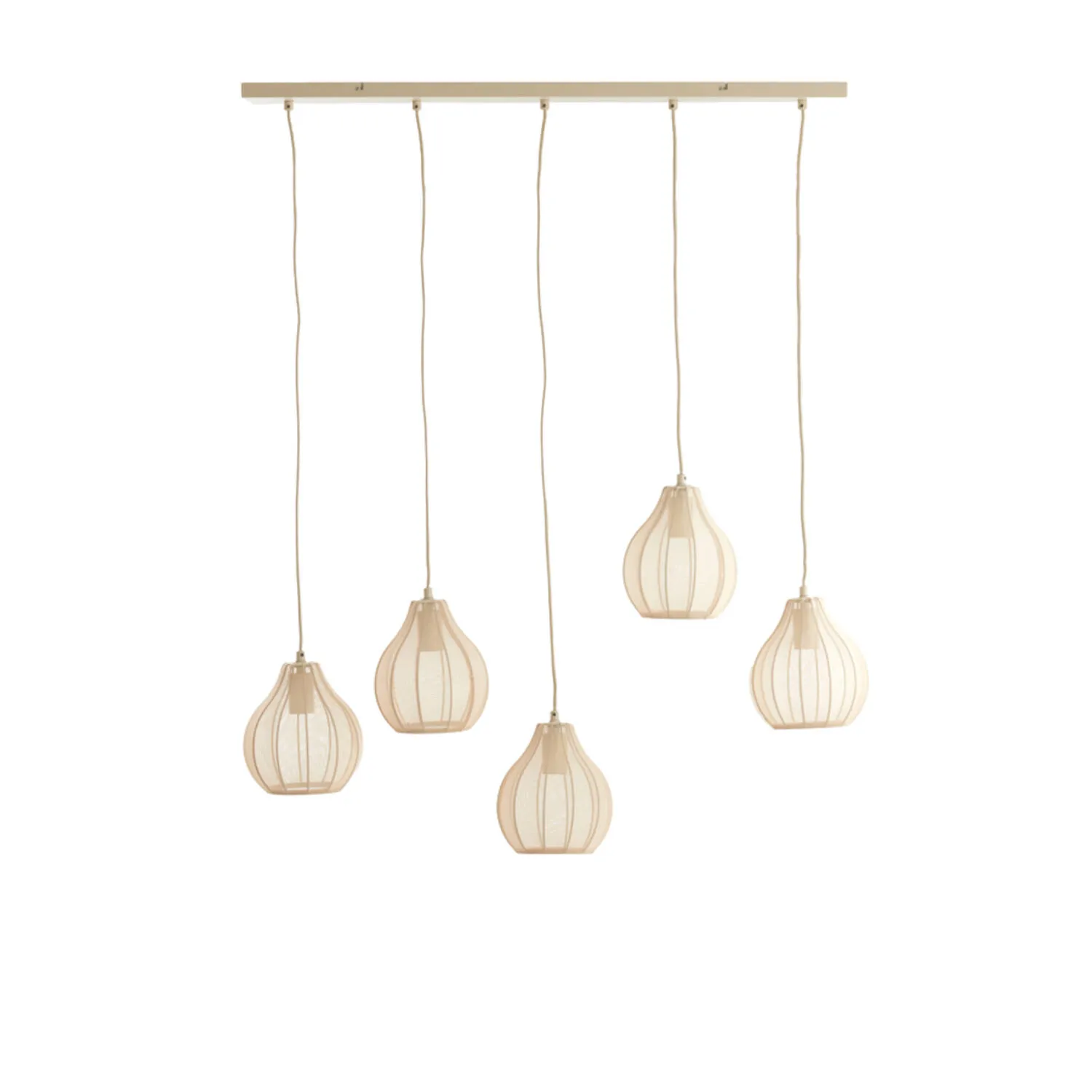 Suspension à cinq lumières tons neutres Light & Living Elati – l. 100 cm
