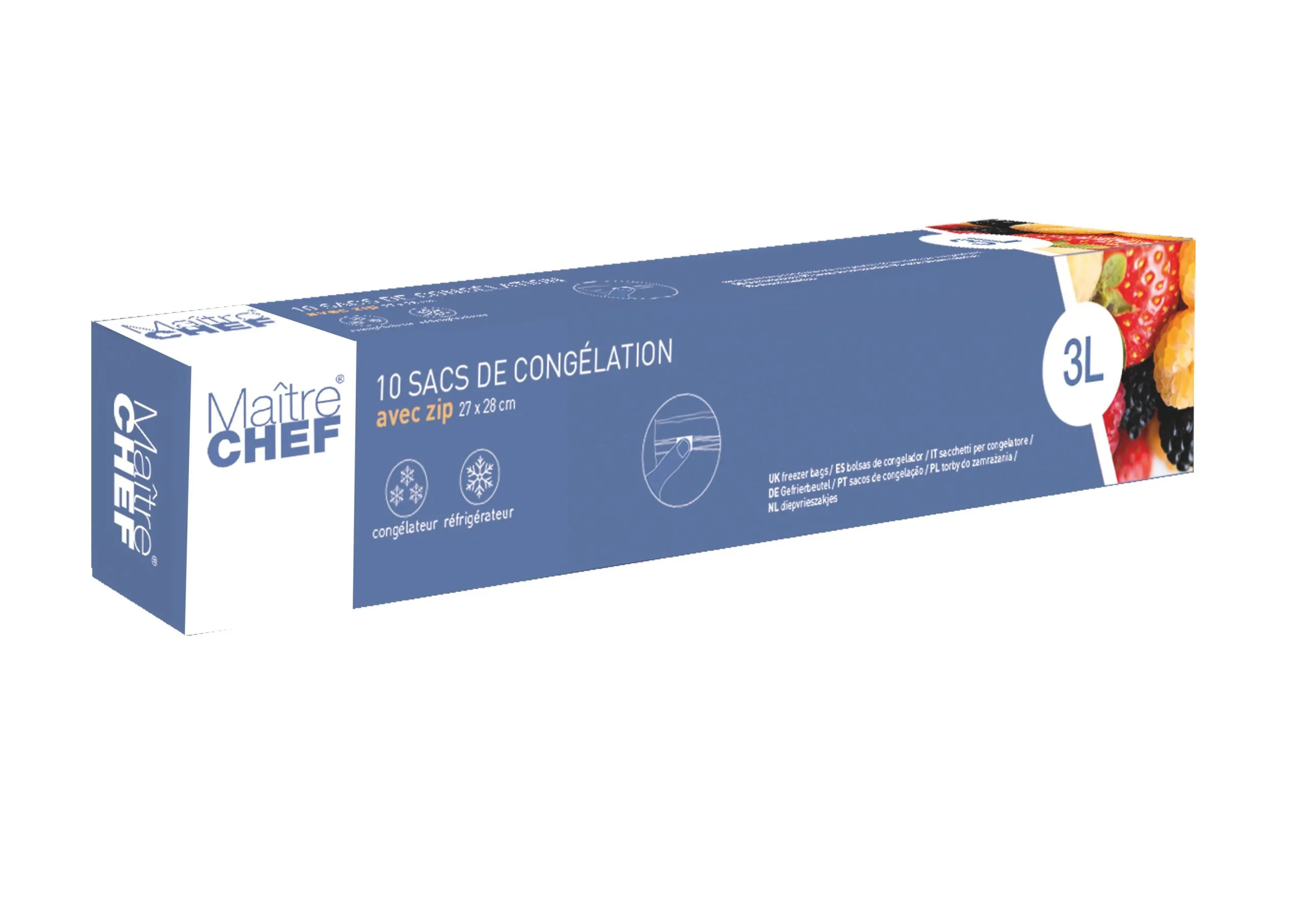 10 SACHETS CONGELATION ZIP 3L 27X28CM