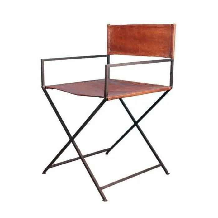 Fauteuil metteur en scène, cuir marron