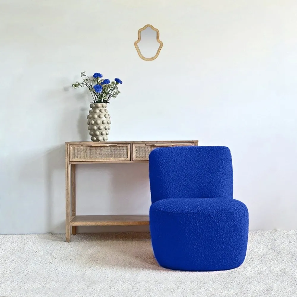 Fauteuil en bouclette Eve coloris bleu majorelle