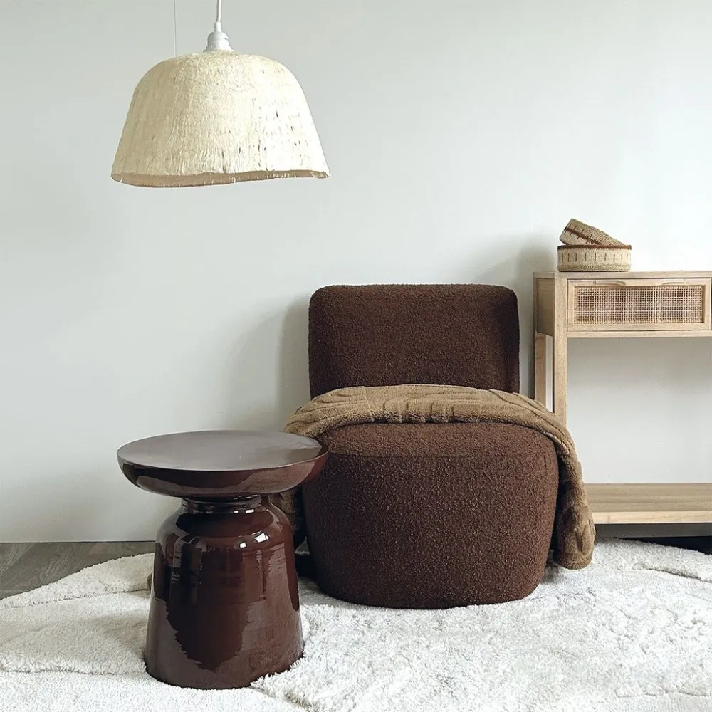 Fauteuil en bouclette Eve coloris marron