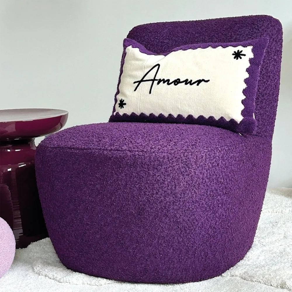 Fauteuil en bouclette Eve coloris violet